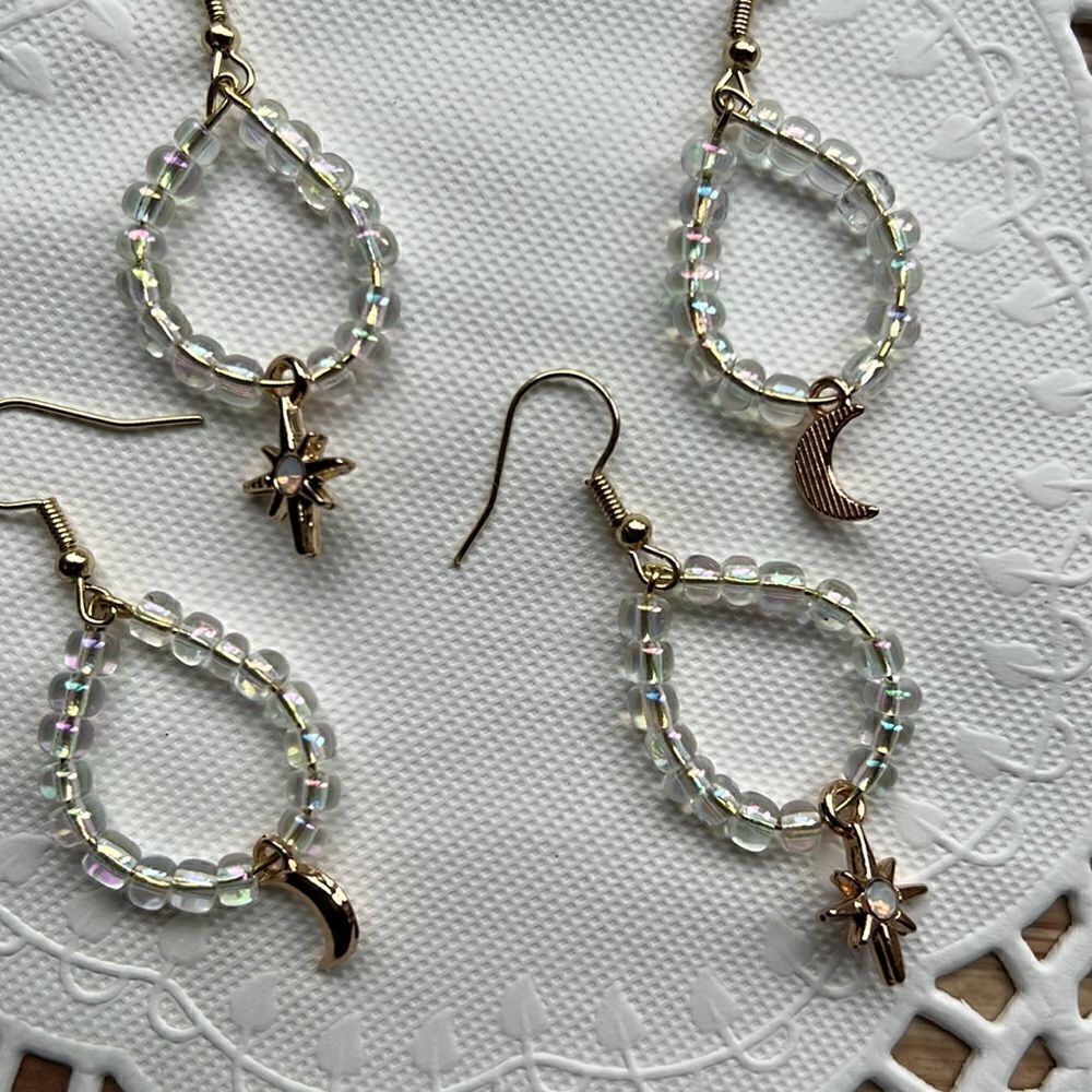 Celestial Elements Moon & Star Dangle Earrings Se… - image 4